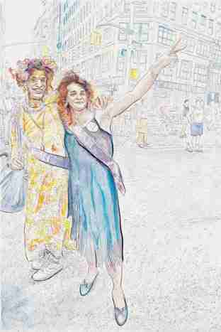 Keith Mayerson: Marsha P. Johnson and Sylvia Rivera, ink and watercolor portrait Keith Mayerson: Marsha P. Johnson and Sylvia Rivera, ink and watercolor portrait