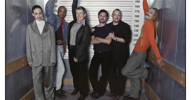 The team of the Swiss Pavilion at the 2026 Biennale. From left to right: Miriam Laura Leonardi, Yul Tomatala, Nina Wakeford, Gianmaria Andreetta, Luca Beeler, Lithic Alliance. Photo: Del LaGrace Volcano.