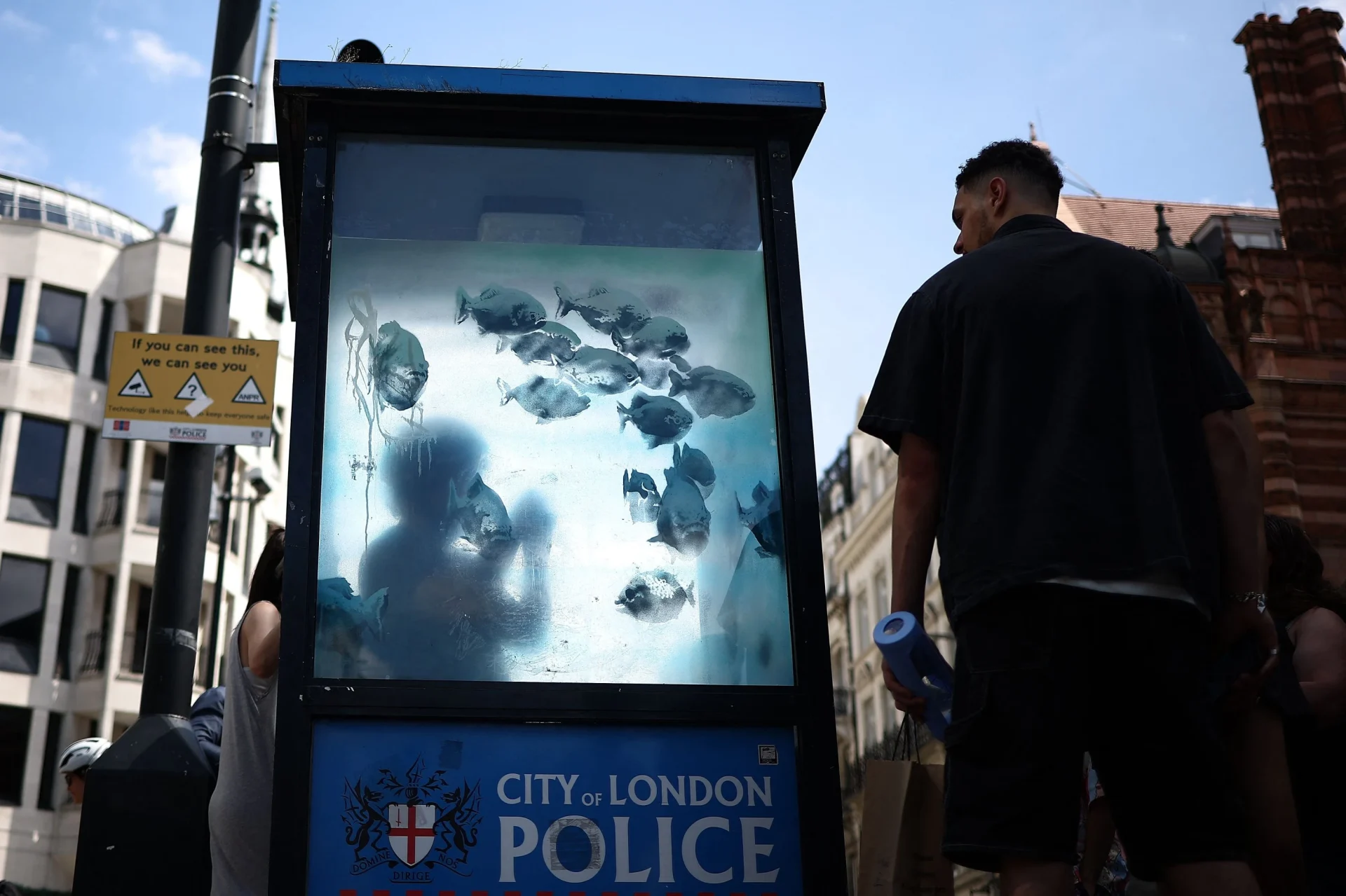 Piranha police box di Banksy – utile quando parli degli altri interventi che hanno generato costi pubblici e dei diversi destini delle opere di Banksy. Piranha police box di Banksy – utile quando parli degli altri interventi che hanno generato costi pubblici e dei diversi destini delle opere di Banksy.