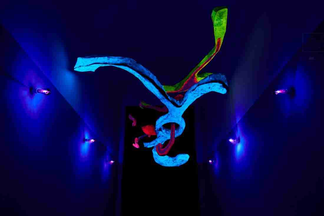 Lucio Fontana, Ambiente spaziale a luce nera, 1948–49. Reconstruction and installation view, Pirelli HangarBicocca, Milan, 2017 - Courtesy Pirelli HangarBicocca, Milan. © Fondazione Lucio Fontana. Photo: Agostino Osio Lucio Fontana, Ambiente spaziale a luce nera, 1948–49. Reconstruction and installation view, Pirelli HangarBicocca, Milan, 2017 - Courtesy Pirelli HangarBicocca, Milan. © Fondazione Lucio Fontana. Photo: Agostino Osio